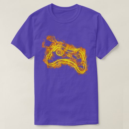 Videospelcontroller op Fire Video Gamer T-shirt (Design voorkant)