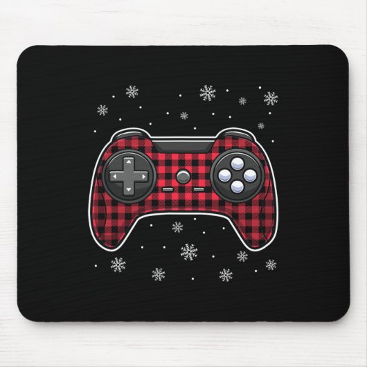 Videospelcontroller Rood Geruit Gamer Jongens Kind Muismat (Voorkant)