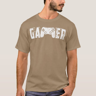 Videospelcontroller Silhouet I Gamer citaat Vid T-shirt