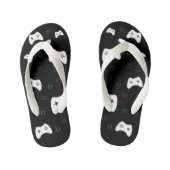 Videospelcontroller, spel tijd, rood en groen kuns kinder teenslippers (Voetbed)