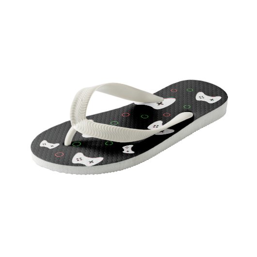 Videospelcontroller, speltijd, rode & groene kunst kinder teenslippers (Schuin)