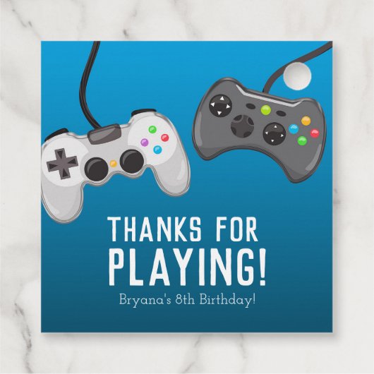 Videospelcontrollers Gamer Birthday Party Bedankjes Labels (Achterkant)