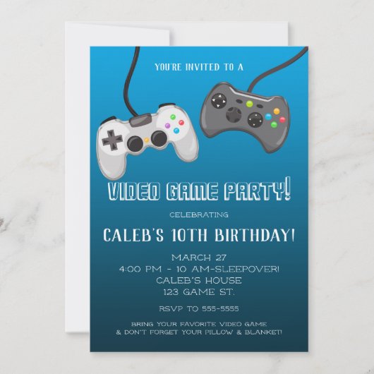 Videospelcontrollers Gamer Birthday Party Kaart (Voorkant)
