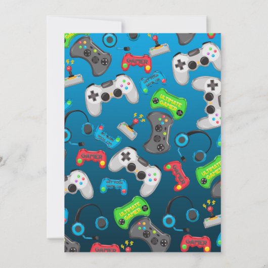 Videospelcontrollers Gamer Birthday Party Kaart (Achterkant)