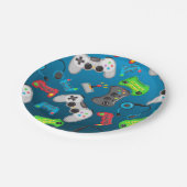 Videospelcontrollers Gamer Birthday Party Papieren Bordje (Gekanteld)