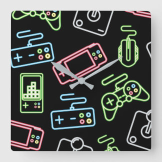 Videospelcontrollers Square Wall Clock Vierkante Klok