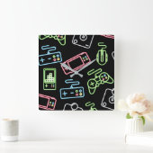 Videospelcontrollers Square Wall Clock Vierkante Klok (Huis)