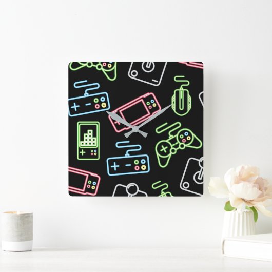Videospelcontrollers Square Wall Clock Vierkante Klok (Huis)