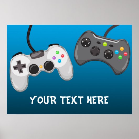 Videospelcontrollers Verjaardagsfeest Banner Poster (Voorkant)