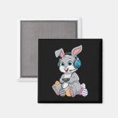 Videospelende Bunny Egg Gaming Jongens Mannen Kind Magneet (Voorkant / Achterkant)