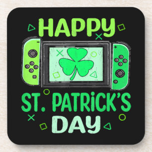 Videospelende klavertje Happy St. Patrick's Day Bier Onderzetter