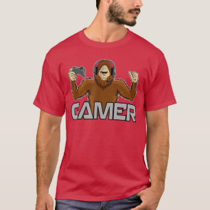 Videospelende man Videogames Grappige Sasquatch jo T-shirt