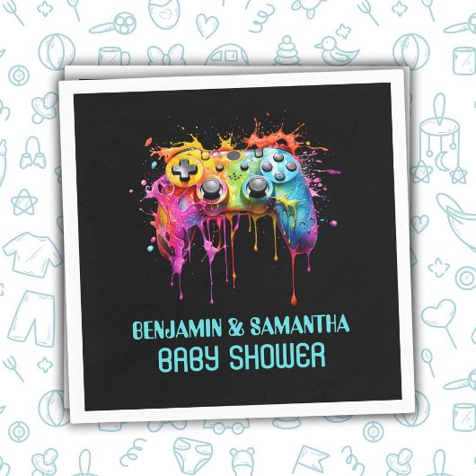 Videospellen Blue Boy Baby shower Servet