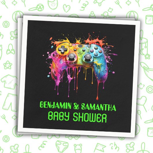 Videospellen Neutraal Baby shower Servet
