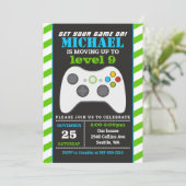 Videospellen, uitnodiging voor games, verjaardag v (Staand voorkant)