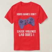 Videospellen veroorzaken geen gewelddadigheidslang t-shirt (Design voorkant)