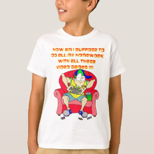 Videospelletjes versus Thuiswerk T-shirt