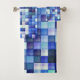 Videospelpixels Blauw vierkant patroon Bad Handdoek