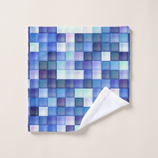 Videospelpixels Blauw vierkant patroon Bad Handdoek (Wasdoekje)