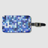 Videospelpixels Blauw vierkant patroon Bagagelabel (Voorkant (horizontaal))