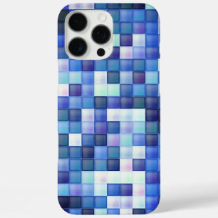 Videospelpixels Blauw vierkant patroon iPhone 16 Pro Max Hoesje