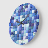 Videospelpixels Blauw vierkant patroon Grote Klok (Hoek)