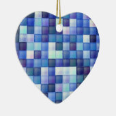 Videospelpixels Blauw vierkant patroon Keramisch Ornament (Rechts)