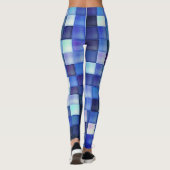Videospelpixels Blauw vierkant patroon Leggings (Achterkant)