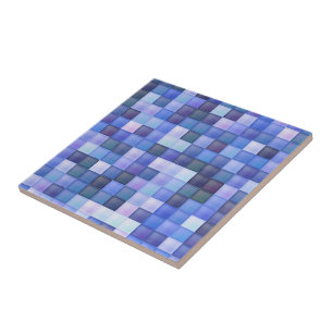 Videospelpixels Blauw vierkant patroon Tegeltje