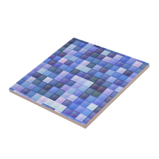 Videospelpixels Blauw vierkant patroon Tegeltje (Zijkant)