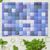Videospelpixels Blauw vierkant patroon Theedoek (Gevouwen)