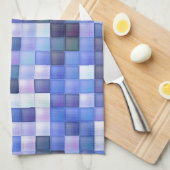 Videospelpixels Blauw vierkant patroon Theedoek (Quarter Fold)