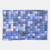 Videospelpixels Blauw vierkant patroon Theedoek (Horizontaal)