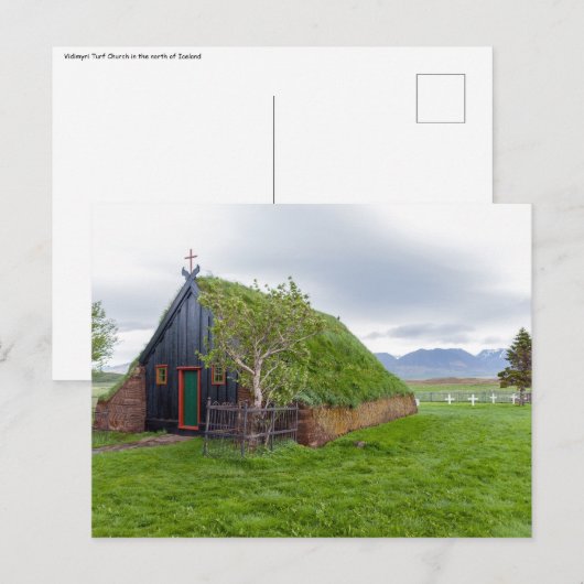Vidimyri Turf Church in het noorden van IJsland Briefkaart (Voorkant / Achterkant)