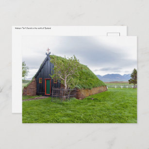 Vidimyri Turf Church in het noorden van IJsland Briefkaart