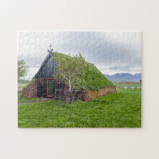 Vidimyri Turf Church in het noorden van IJsland Legpuzzel (Horizontaal)