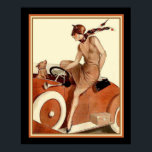 Vie Parisienne Art Deco Afdrukken 16 x 20 Poster<br><div class="desc">Stijlvolle vlam die haar hond voor een ride neemt in de illustratie van het kunstdeco uit de jaren dertig van La Vie Parisienne</div>