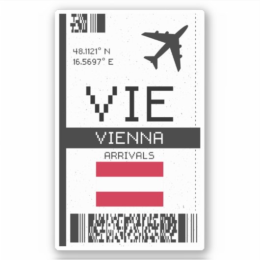 VIE Vienna Boarding Pass - Oostenrijk Reizen Sticker (Voorkant)