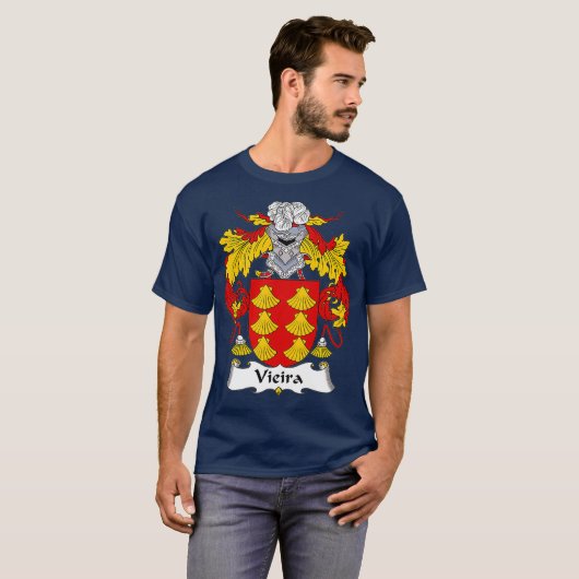 Vieira Coat of Arms Family Crest T-shirt (Voorkant volledig)