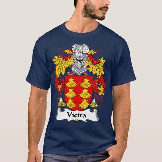 Vieira Coat of Arms Family Crest T-shirt (Voorkant)