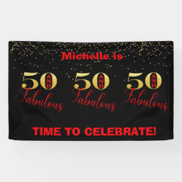 Viel 50 jaar rond en verbluffend rood goud spandoek