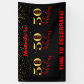 Viel 50 jaar rond en verbluffend rood goud spandoek (Verticaal)