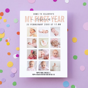 Viel babymeisje 1 jaar Foto collage Kaart