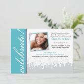 Viel! Birthday Party Invitation (aqua) Kaart (Staand voorkant)