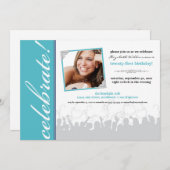 Viel! Birthday Party Invitation (aqua) Kaart (Voorkant / Achterkant)