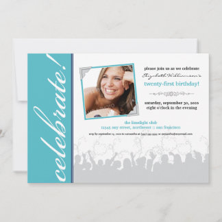 Viel! Birthday Party Invitation (aqua) Kaart