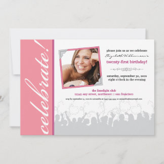 Viel! Birthday Party Invitation (roze) Kaart