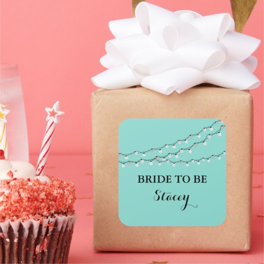 Viel Blauwgroen blauwe bride om te worden als Twin Vierkante Sticker (Feest)