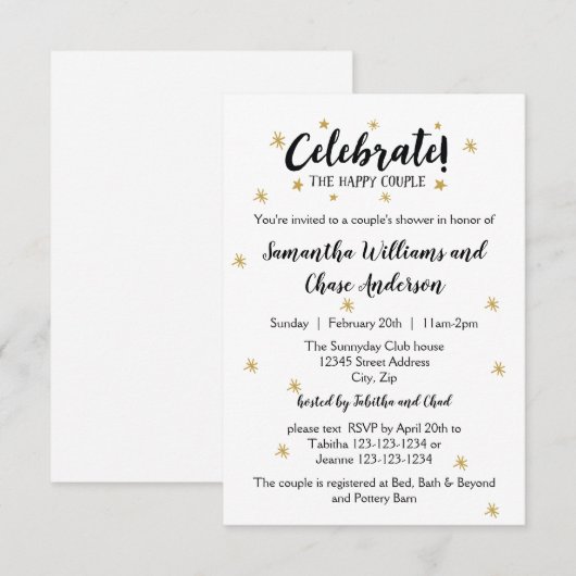 Viel de Couple - 3x5 Uitnodiging van de Shower (Voorkant / Achterkant)