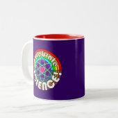 Viel de wetenschap! Rainbow atom (Science March) Tweekleurige Koffiemok (Voorkant links)